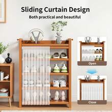 EZIFY Dust-Proof Curtain Shoe Rack, Breathable Large-Capacity Shoe Cabinet Organizer, Compact Space-Saving Design, Sturdy Load-Bearing Freestanding Shelf, Perfect Gift For Friends. - 5-tier 50cm - View 3