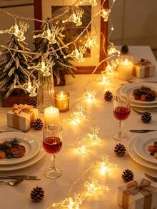 Christmas LED Reindeer String Lights, Suitable For Christmas Tree, New Year, Curtain, Indoor, Party, Bedroom Decoration, Battery Box Powered (Batteries Not Included), New Year Gift, Christmas Decoration Atmosphere Light - S1 Reindeer String Lights - View 4