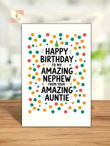 1pc Aunt's Colorful Birthday Card For Nephew - A Fun And Thoughtful Gift, Featuring A Playful "Happy Birthday To My Amazing Nephew" Design And A Vibrant Confetti Pattern, Perfect For Celebrations And Expressing Love - One Size Fits All - View 3