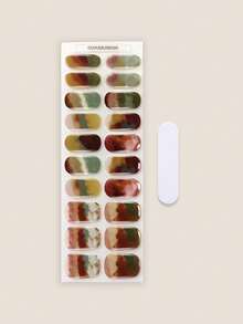 Christmas Semi Cured Gel Nail Strips, 20Pcs Long Lasting Salon Quality Wraps, Easy Apply & Remove Gel Nail Stickers With UV Light - Multicolor - View 3