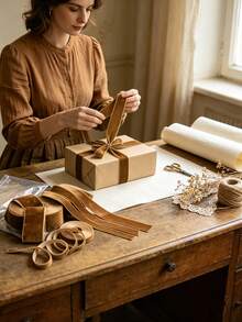 Light Brown Velvet Ribbon, Single-Sided 3 Yards/5 Yards Continuous Length, 0.39 Inches To 1.57 Inches Wide, Suitable For Gift Wrapping, Bows, Wedding Bouquets And Holiday Decorations - Light Brown Ribbon - View 5