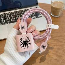 Spider Pattern Data Cable Protector, Compatible With Apple 18W/20W Charger, Prevents Cable Breakage And Tangling, Say Goodbye To Messy Cables - Portable - Perfect Gift For Friends - Multicolor - View 3