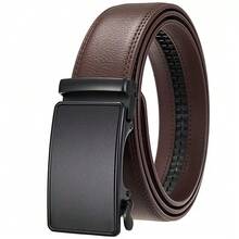 Genuine Leather Automatic Buckle Belt For Men, Cowhide Formal Belt, Simple Business Style, Adjustable Length, Ideal Gift Choice For Summer, Autumn, Christmas And Winter - 163-186 - View 15