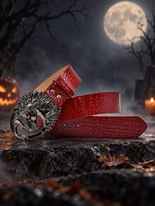 1pc American Y2K Punk Fashion Vintage PU Leather Belt For Men And Women, Suitable For Jeans, Suits And Daily Wear - Scorpion Eye White - View 28