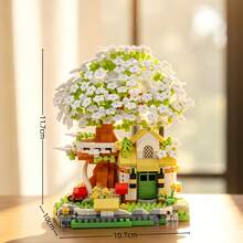 Multi-Color Cherry Blossom Treehouse Series, ABS Material, Building Block Toy Set. Includes: Pink Cherry Blossom Tree, Green Treehouse, Orange Treehouse, Blue Treehouse. Novel Color Combinations, Unique Design. Atmospheric Multi-Scene Decor. Halloween, Christmas, Carnival Party Gift. - Multicolor - View 5