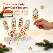 24Pcs Christmas Lollipop Paper Cards Cute Animal Santa Candy Holder Xmas Party Favors Decorations - View 3