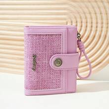 Baellerry 1pc Women's Short Bifold Wallet, 7 Card Slots With ID Window And Zipper Coin Pocket, Portable Wristlet Wallet, Suitable For Travel, Outdoor, Daily Use - Multicolor - View 9