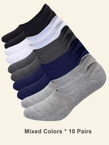 1/5/10 Pasang Kaos Kaki Pendek Pria Ukuran Besar, Kaos Kaki Pendek Anti Selip dengan Gel Anti Selip di Tumit, Cocok untuk Olahraga atau Pemakaian Sehari-hari - MultiWarna - View 46