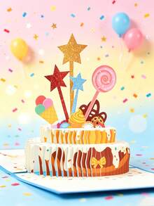 1pc Customized Text 3D Pop-Up Greeting Card, Creative Premium Card For Holiday Party Birthday, Floral Decoration Message Card - Single Piece - View 2