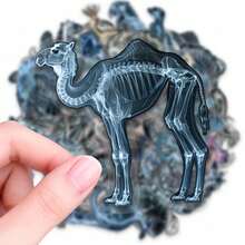 56pcs Blue Tone X-Ray Animal Skeleton PET Stickers, Perfect For Scrapbooking, Journals, Laptops, Bumpers, Skateboards, Water Bottles, Computers, Phones And Other DIY Creative Graffiti Sticker Toys - Multicolor - View 4