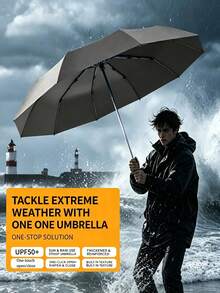 1pc Folding Umbrella - UPF50+ Sun Protection & Rainproof, Wind-Resistant Reinforced Ribs, One-Touch Automatic Open/Close, Portable Design; Suitable For Business, Outdoor Travel, Commuting, Beach And Camping; Unisex, Protection For Hot Weather, Large Wind-Resistant Canopy, Durable And Sturdy; Perfect For Summer Vacation And Back To School Season - Multicolor - View 4