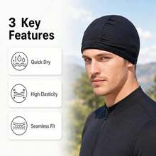 1pc New Black Thin Outdoor Cycling Cap - Black - View 2