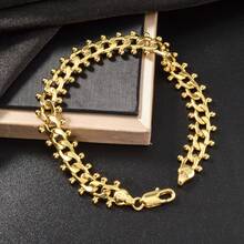 1pc Classic Vintage 18K Gold Plated Braided Copper Bracelet, Unisex, Suitable For Daily Wear And Party, Fashion Hip-Hop Gift Jewelry - Gold - View 5