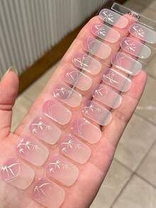 Christmas Semi Cured Gel Nail Strips, 20Pcs Long Lasting Salon Quality Wraps, Easy Apply & Remove Gel Nail Stickers With UV Light - Apricot - View 5