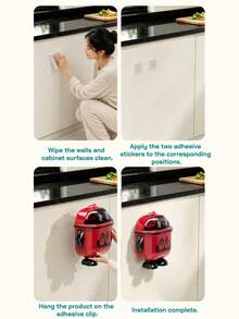 1pc Cartoon Space Bear Wall-Mounted Trash Can, Flip Lid & Stand Design, Wall-Mounted & Floor-Standing Dual Use, High Aesthetic Sealed Odor-Proof, Kitchen Waste Storage, Suitable For Kitchen, Bathroom, Balcony And Living Room Storage - A - View 6