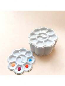 20pcs Mini Flower-Shaped Plastic Palette - Watercolor, Acrylic, Gouache, Oil Painting Art Color Mixing Tray - Multicolor - View 2