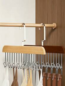 1/3pcs Natural Wood Solid Wood Storage Hanger, 8 Hooks Heavy Duty Upgraded, Underwear Camisole Bag Wardrobe Organizer - Multicolor - View 5
