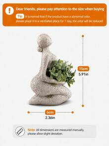 1pc Modern Female Figure Resin Planter, Spotted Stone Texture Decorative Flower Pot, Small Artistic Succulent & Plant Stand, Suitable For Bookshelf, Desktop, Balcony, Housewarming Gift For Women And Home Decor Enthusiasts - A - View 7