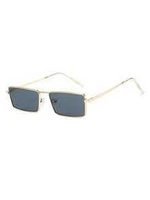 1 Pair Women's High-Quality Metal Rectangular Fashion Fashion Glasses For Vacation And Travel - Gold Gray - View 2