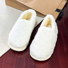 Autumn/Winter New Women's Full-Coverage Thermal Slippers, Fluffy Cloud Thick Sole Design, Skin-Friendly Thermal Lining For Warmth And Heat Retention, Indoor Slippers, Non-Shedding, Machine Washable, Warm Home Winter Shoes Suitable For Outdoor Wear - White - View 2