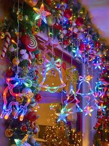 1 String LED Christmas Lights With Stars, Christmas Trees, Bells And Reindeer, Party Decoration Lights, Holiday Decor, USB Powered, Suitable For Christmas Window Display And Home Living Room Decoration Fairy Lights - M28 Christmas String Lights - View 7