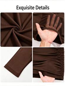BIUBIU Women's Plus Size Sexy Fitted Knit Brown Ruched Mini Dress, Sheer Long Sleeve, High Elasticity Slim Fit Cut, Create Stunning Look - Brown - View 3
