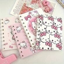 Hasbro Random 3Pcs Hello Kitty A7 Spiral Notebook, Pink Heart & Bow Cartoon Print, Assorted Random Patterns, Hard Cover & Thick Lined Inner Pages, Wire-O Binding, Ideal For Journaling, Office Notes & Daily Planning - A - View 1