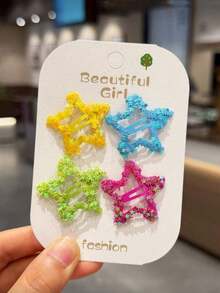 5/10/20/30pcs Sweet Star Hair Clips BB Clips, Cute Side Hair Clips, Five-Pointed Star Bangs Hair Clips, Hair Accessories, Suitable For Daily Use, Random Color - Multicolor - View 4