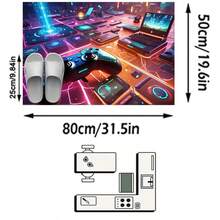 1件裝賽博龐克霓虹電競設備未來科技風水晶絨長方形地毯，3D彩色發光控制器細節，可機洗，適合電競房、臥室居家裝飾，四季通用，美學家居裝飾 - 彩色 - 查看 18