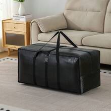 Naturepeak Large Foldable Fabric Storage Bag With Handles, For Quilts, Clothes, Seasonal Items, Waterproof, Dustproof, Portable Home Travel Moving Storage Solution, Extra Large Capacity Zipper Storage Bin Alternative - Black - View 11