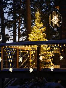 400CM/Triangle Mesh Lights, LED Outdoor Decorative Atmosphere Lights, Christmas Snowflake Ice Bar Lights, Fairy String Lights, 8 Modes, Optional Warm White/Colorful, USB Powered - Suitable For Decorating Garden, Roof, Terrace, Birthday Party And Holiday Party - M25-triangular Fishing Net - View 6