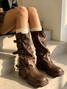 Women Mid-Calf Boots - Brown - View 3