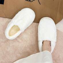 Autumn/Winter New Women's Full-Coverage Thermal Slippers, Fluffy Cloud Thick Sole Design, Skin-Friendly Thermal Lining For Warmth And Heat Retention, Indoor Slippers, Non-Shedding, Machine Washable, Warm Home Winter Shoes Suitable For Outdoor Wear - White - View 5