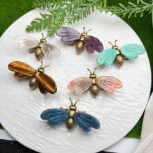 Natural Crystal Bee Ornament, Random Texture Natural Crystal Decorative Stone, Indoor Decor, Suitable For Home And Office Decoration, Ideal Gift For Halloween, Christmas And Birthday, Collection Choice For Crystal Enthusiasts - Multicolor - View 5