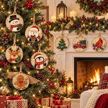 Christmas Decoration Gift Cross-Border Christmas Scene Wooden Santa Claus Series Decorative Hanging Ornament - Multicolor - View 2