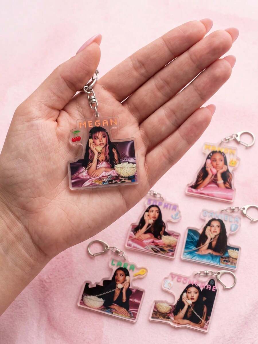 1pc/6pcs Katseye Girl Group Acrylic Keyring Packs, Can Be Used As Backpack Charm, Car Keychain Or Fan Collectible, Suitable For Daily Wear, Concert Support, Fan Meeting, Also A Special Gift For Fan Friends, Applicable All Season. - Multicolor - View 1