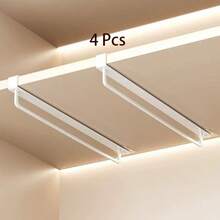 1/2pcs No-Drill Under-Shelf Hanging Clothes Rod | Metal Wardrobe Pants Rack Storage, Hanger Storage Rack | No-Nail Hanging Space-Saving Clothes Rack | Strong Load-Bearing | Suitable For Wardrobe, Cabinet Shelves, Black/White, Length 50cm/19.68in - Multicolor - View 15