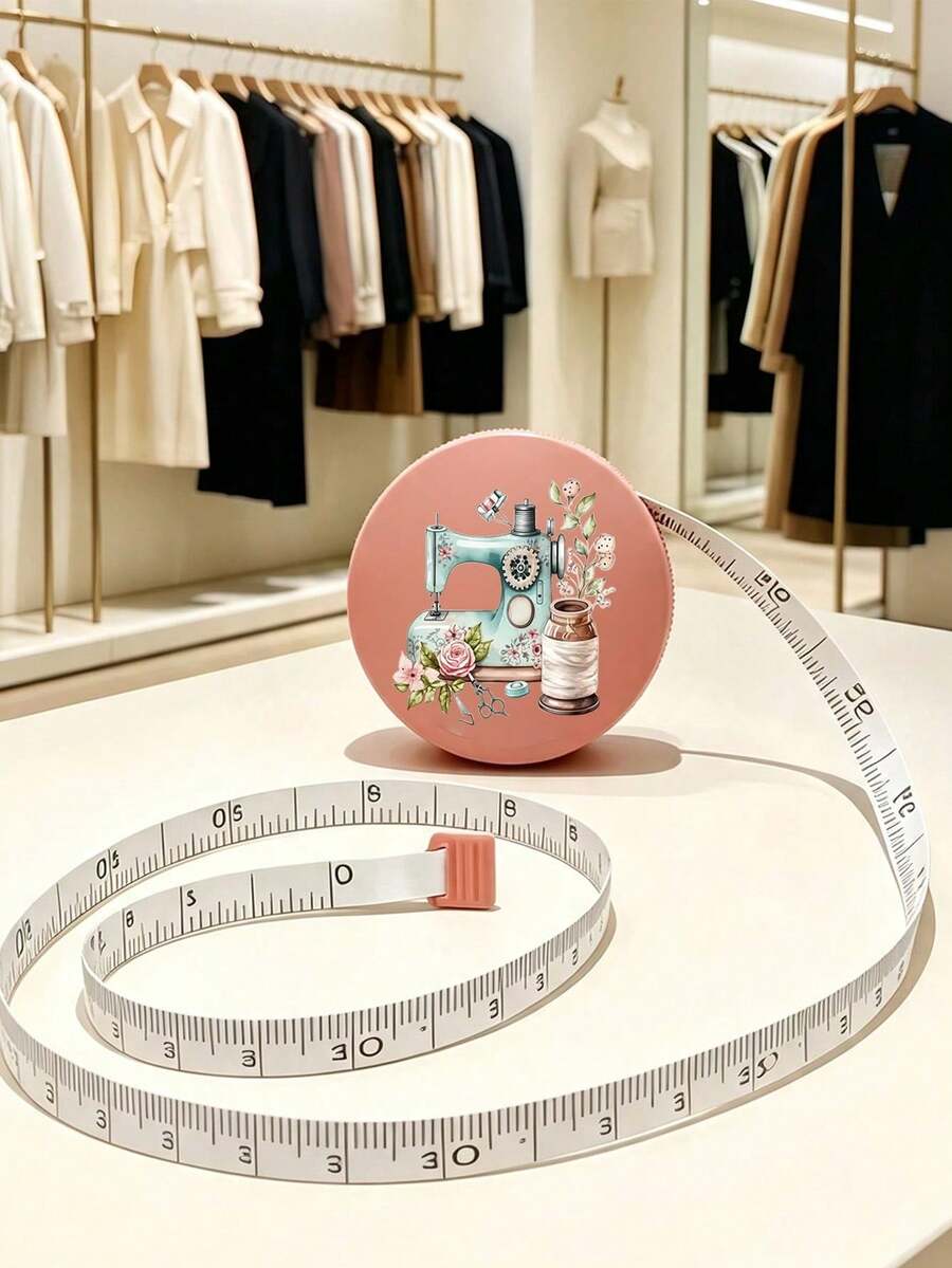 Retractable Soft Tape Measure, Mini Portable Soft Ruler, Double-Sided Centimeter And Inch Dual Scale, 150cm/60in Length, Printed With Bow And Sewing Machine Pattern, Flexible Soft Tape Suitable For Sewing, Cutting, Handmade DIY, 3D Measurement, Fitness Studio And Clothing Industry, Home Tailoring Sewing Office Home Learning Dedicated, Perfect Gift For Handmade Enthusiasts. Halloween, Christmas Gift - Multicolor - View 1