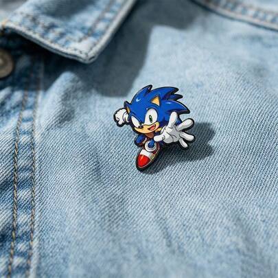 Hasbro Pin Kartun Sonic The Hedgehog - Lencana Logam Merchandise Anime Sonic The Kid untuk Pakaian dan Ransel