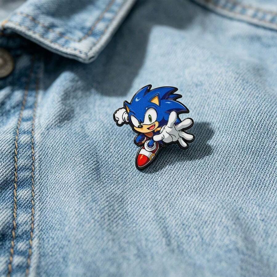 Hasbro Cartoon Sonic The Hedgehog Pin - Sonic The Kid Anime Merchandise Metal Badge For Clothes And Backpacks