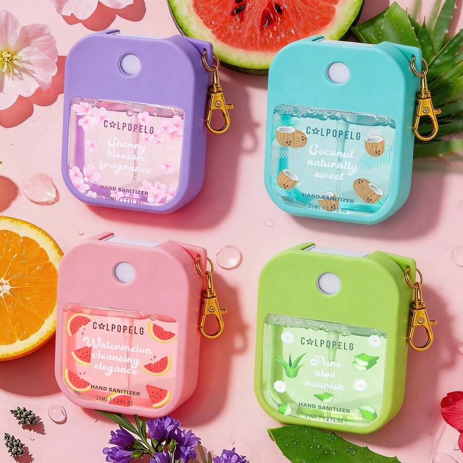 1pc 35ml Travel Size Empty Hand Sanitizer Spray Bottle, Reusable Refillable Spray Container With Soft Protective Case And Keychain, Portable Moisturizing Hand Wash Empty Spray Bottle (Empty Bottle Only, Liquid Not Included) - Multicolor - View 1