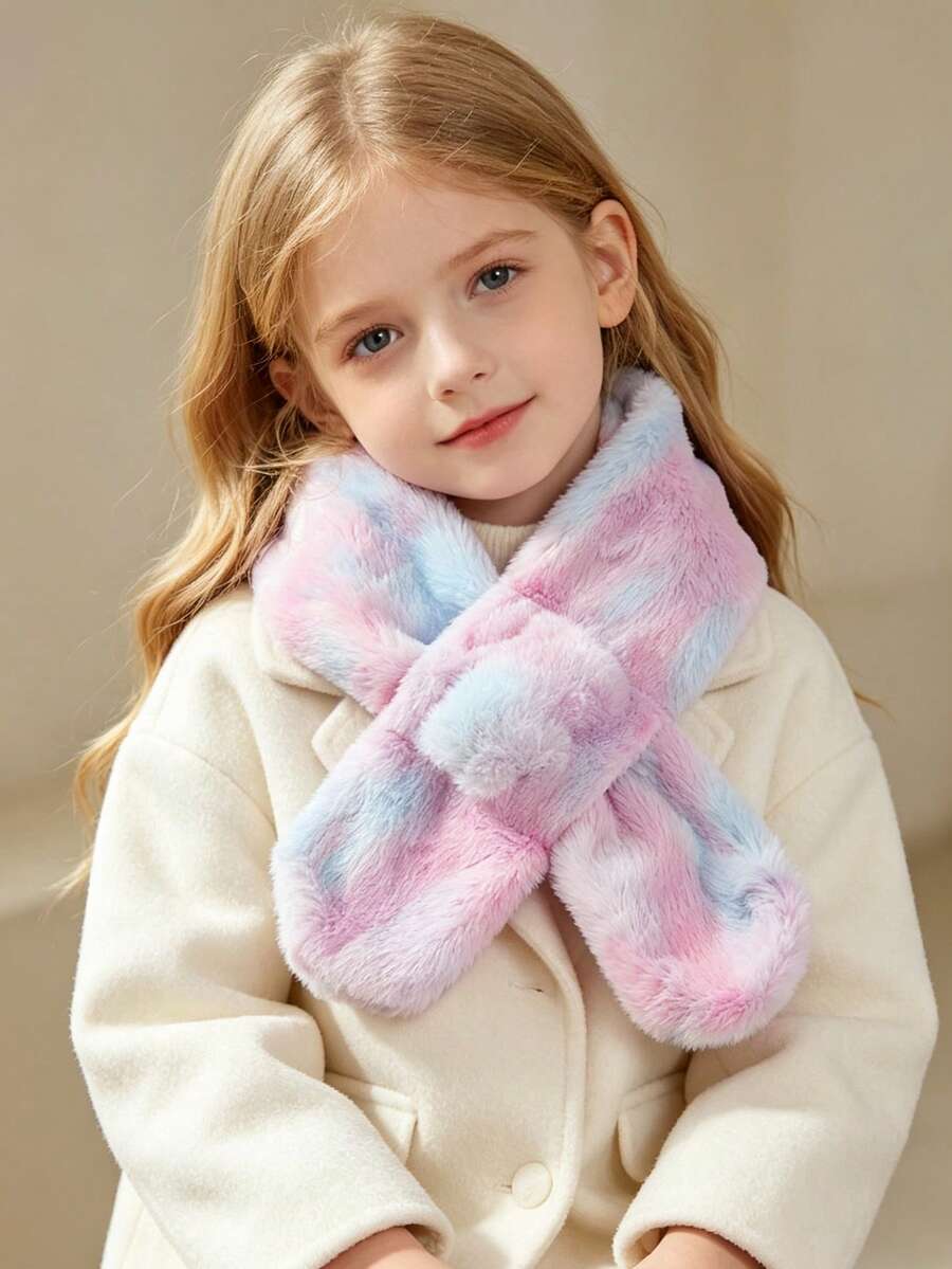 3pcs New Korean Style Children's Scarf, Dual-Color Tie-Dye, Autumn ...
