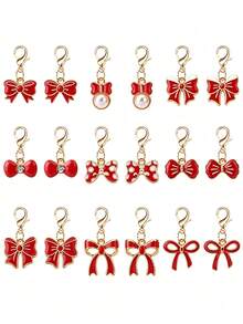 10/20/100pcs Oil Drop Butterfly Metal Pendant DIY Universal Clasp Charm Accessories Bowknot Pendant Bracelet Necklace Earring Decoration - Red - View 7