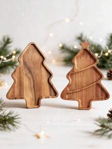1pc Wooden Cutting Board, Chopping Board, Christmas Tree Tray, Cheese Tray, Christmas Tree Tray, Christmas Holiday Decoration, Christmas Gift. - View 12