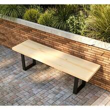 Elegante Banca Resistente Exterior de Madera Maciza y Metal.Pie de Cama King Size, Comedor, Terraza, Jardín.Estilo Moderno Minimalista.(Pino Natural G 1.50 m) - Amarillo - Ver 2
