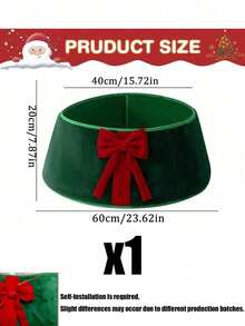 Artificial Christmas Tree Collar, Green Christmas Tree Skirt With Large Red Bow, Suitable For Christmas Party, Tree Decoration And Holiday Home Decor, Perfect Christmas Accessory - one-size - View 12