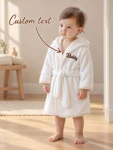 Personalized Toddler Hooded Bathrobe With Custom Name Super Soft Absorbent Wrap For Baby 10-24 Months Monogrammed Baby Towels, Baby Shower Gift - Multicolor - View 1