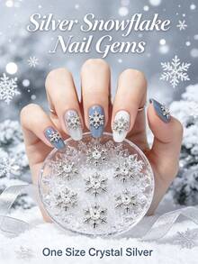 20pcs Gold & Silver Winter Alloy Rhinestone Snowflake Nail Art Decor, Christmas 3D Glitter Nail Stickers, Minimalist Versatile Multi-Function DIY Decoration Accessories, False Nails Manicure Supplies - Multicolor - View 8