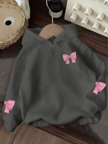 Tween Girl Fun Graphic Print Sweatshirt, Warm & Comfortable Thermal Lined Pullover Sweatshirt For Autumn/Winter - Dark Grey - View 4