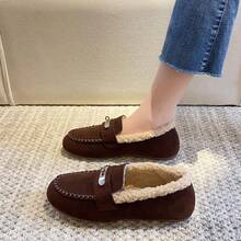 Suede Bow Loafers, Vintage Commute Flat Shoes, Soft Sole Comfortable Slip-On Shoes, Versatile Daily Women's Shoes - Coffee Brown - View 3